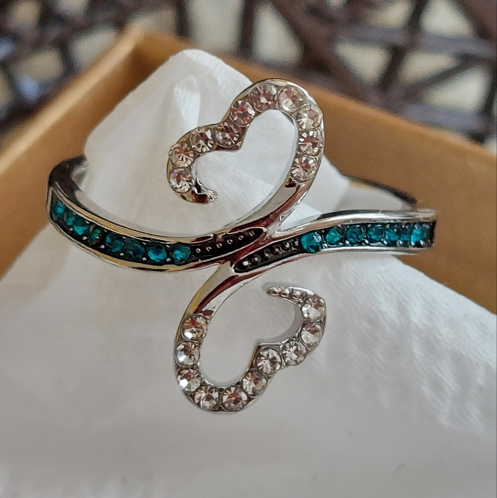 Double Heart Silver Ring